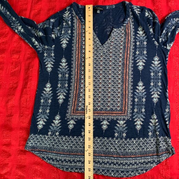 Lucky Brand Cotton Floral Print Boho Peasant Blouse in Women's Size L - Picture 3 of 8